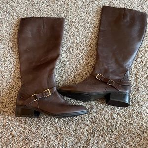 Lauren Ralph Lauren Mila Brown Leather Riding Boots, Size 8B